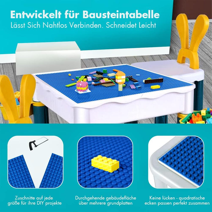 Lekebaby 6 Platten-Set Bauplatte Kompatibel mit Meisten Marken, 25 * 25cm, Blaue Grundplatte Blaue 6