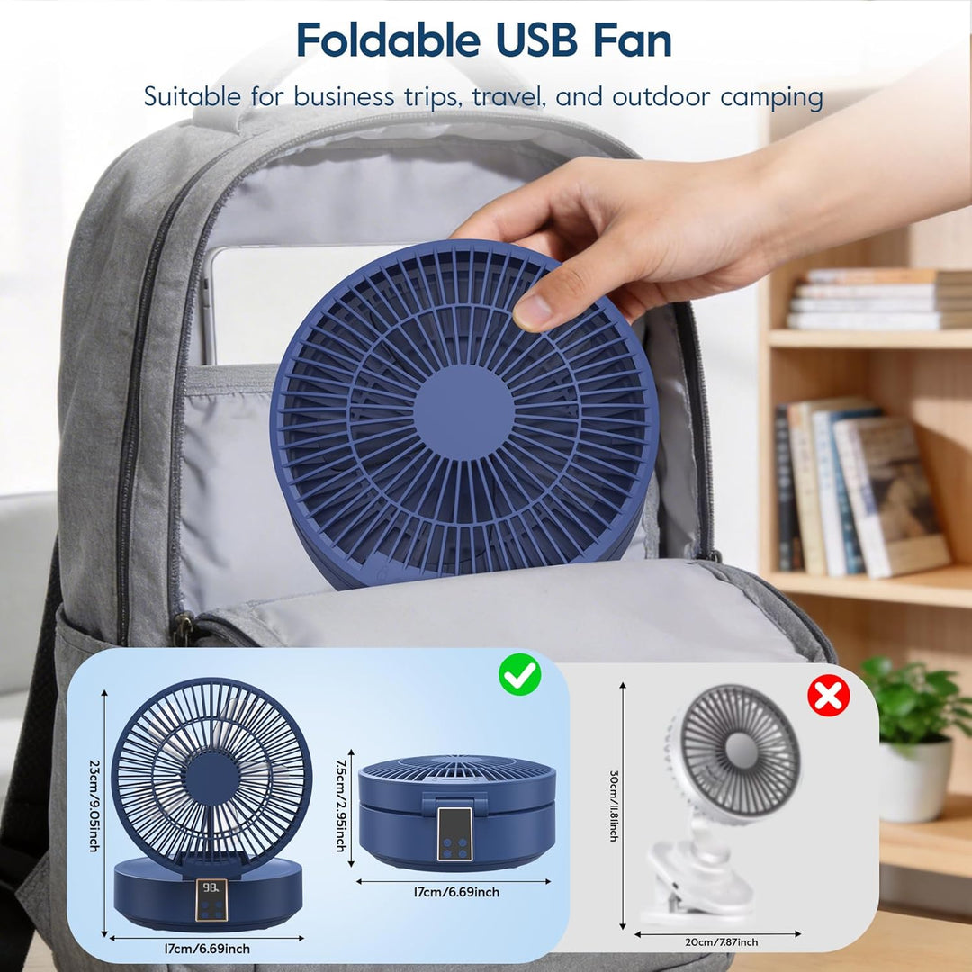 Leise USB Klein Ventilator, Tischventilator Sehr Leise und Starkem Luftstrom, Tragbarer Akku Batteri
