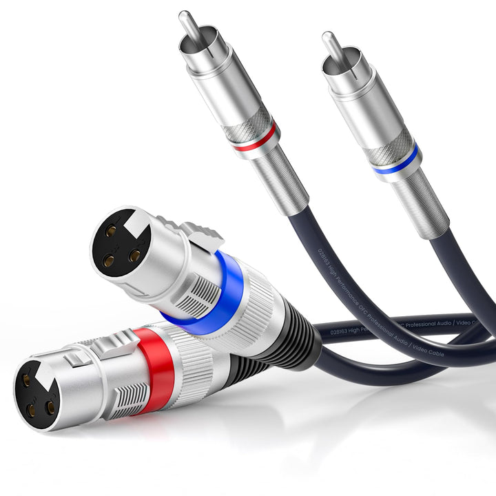 Tisino Doppelte XLR-Buchse auf Cinch-Kabel, Hochleistungskabel, 2 XLR-Buchsen auf 2 Cinch-Stecker, H