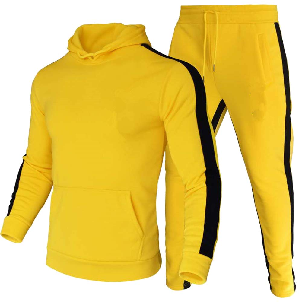 amropi Herren Trainingsanzug Jogginganzug Männer Kapuzenpullover und Jogginghose Sportanzug, Gelb