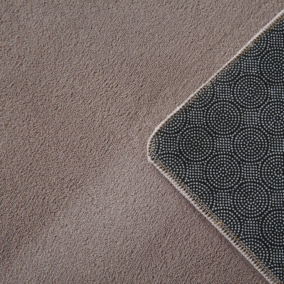 Waschbarer Teppich Wohnzimmer, Kurzflor rutschfest Flauschig Weich, Einfarbig Beige, Felloptik, Supe