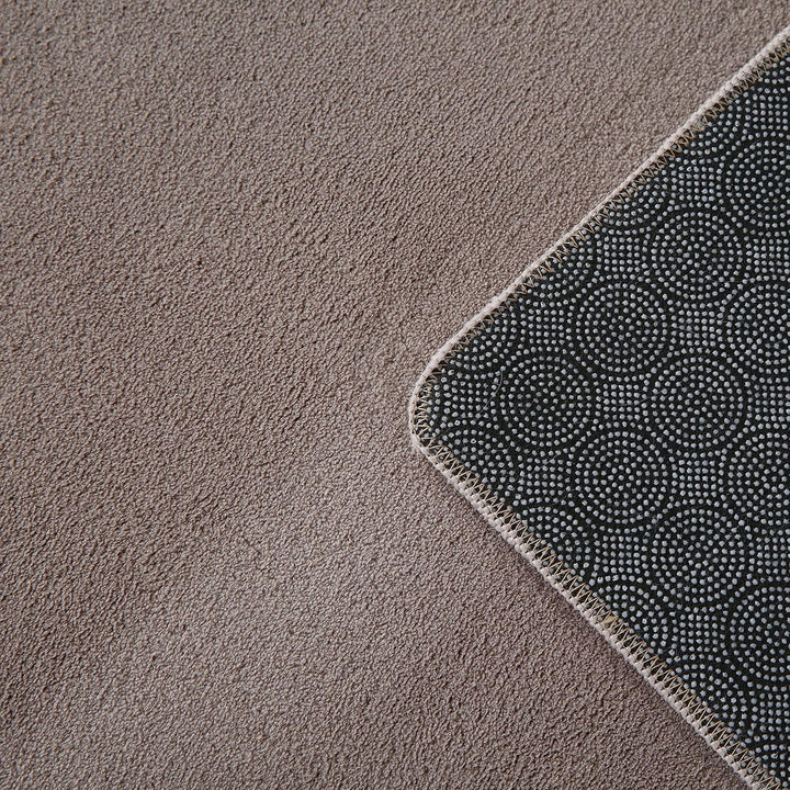 Waschbarer Teppich Wohnzimmer, Kurzflor rutschfest Flauschig Weich, Einfarbig Beige, Felloptik, Supe