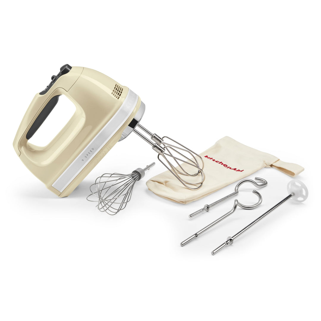 KitchenAid Handmixer 9 Stufen, 85W leiser DC-Motor mit Sanftanlauf, 6 Zubehörteile – Rühr-, Knethake