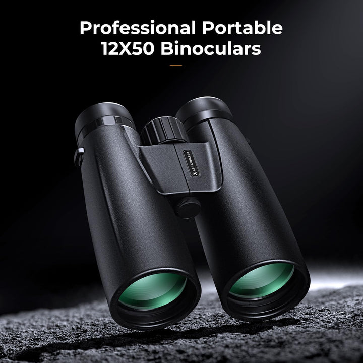 K&F Concept Fernglas Erwachsene 12 * 50 HD Ferngläser Schwarz BAK4 mit Handyhalterung und Stativumba