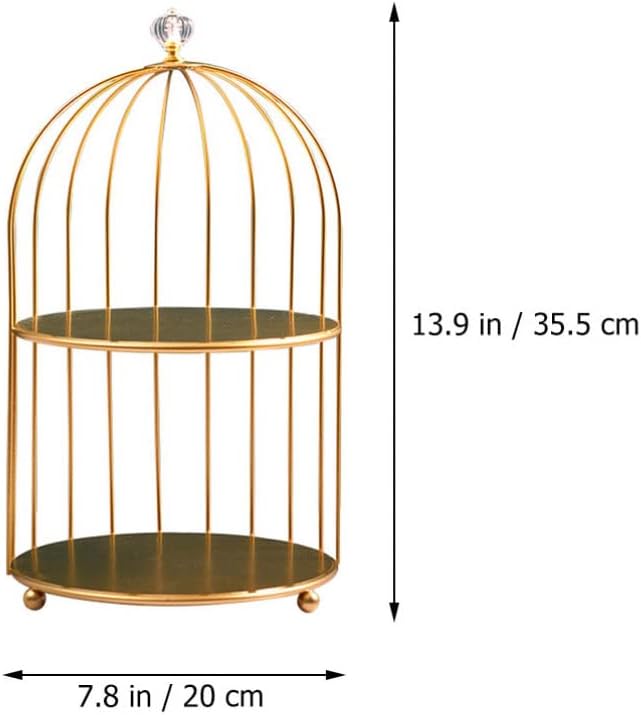 TOPBATHY Kuchenständer Vogelkäfig Kosmetik Aufbewahrungsregal Golden Eisen Cupcake Dessert Display S