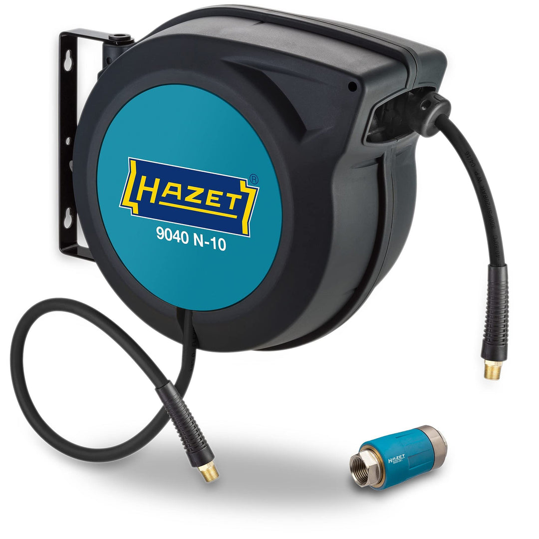 HAZET Schlauchroller Mit Schnellkupplung 9040N/2 | mit Stop at any point-Funktion, Gebremstes Aufwic