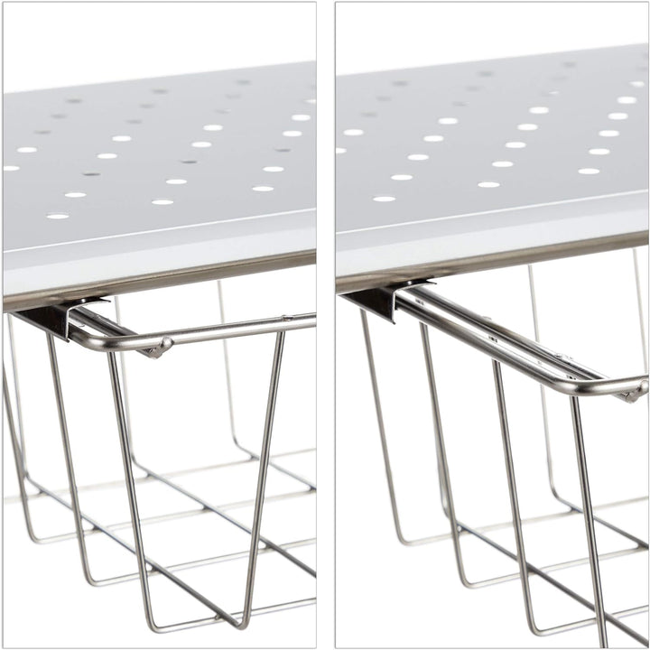 Relaxdays Spülbeckenregal mit Küchenrollenhalter, Küchenregal mit Korb, Metall, H x B x T: 32 x 94 x