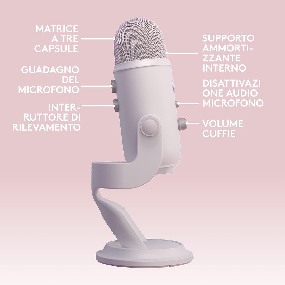 Logitech G Blue Yeti USB-Gaming-Mikrofon in Premiumqualität für Streaming, Blue VO!CE-Software, PC,