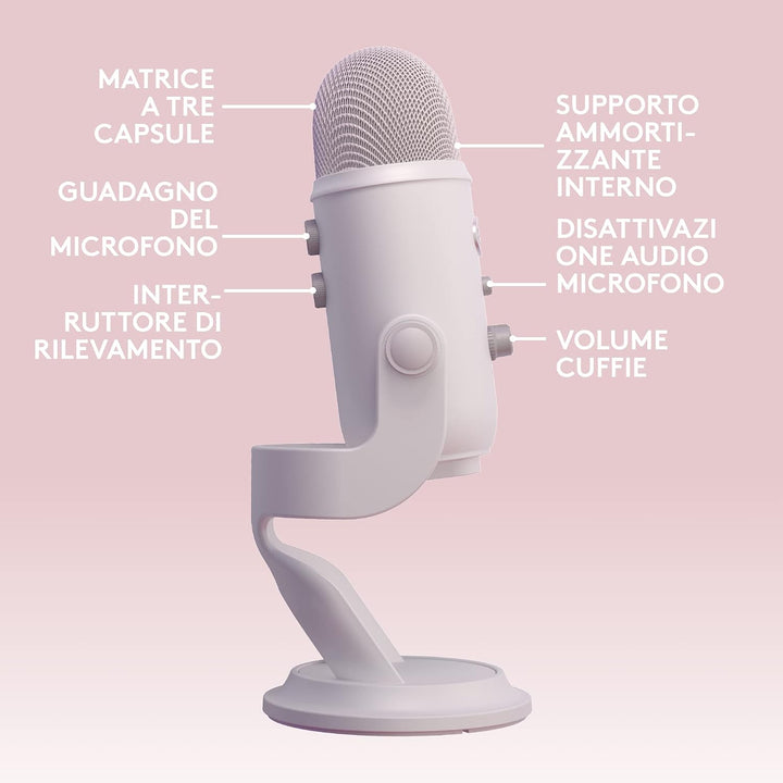 Logitech G Blue Yeti USB-Gaming-Mikrofon in Premiumqualität für Streaming, Blue VO!CE-Software, PC,