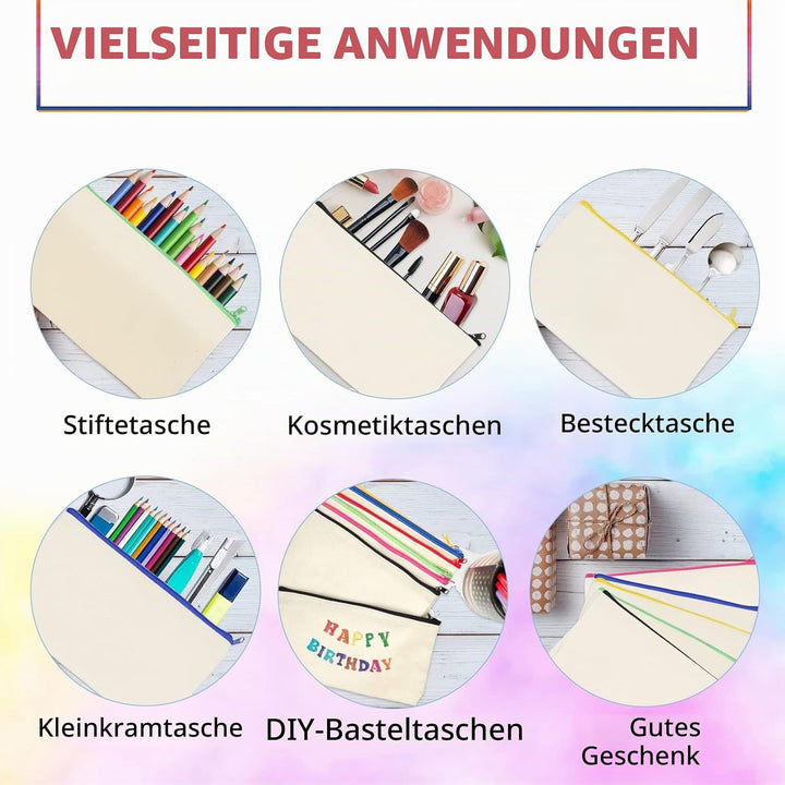 Idota 20 Stück Stoff Federmäppchen, Kindergeburtstag Basteln, Taschen zum Bemalen für Kinder mit 12