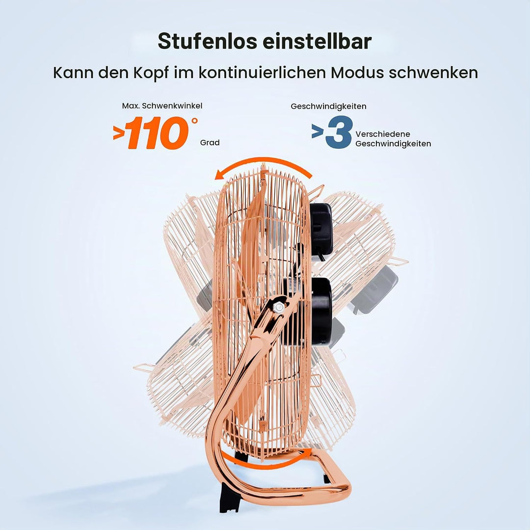 TRESKO AERSON Bodenventilator 30cm | Windmaschine mit 3-Leistungsstufen 55W | Standventilator Ventil
