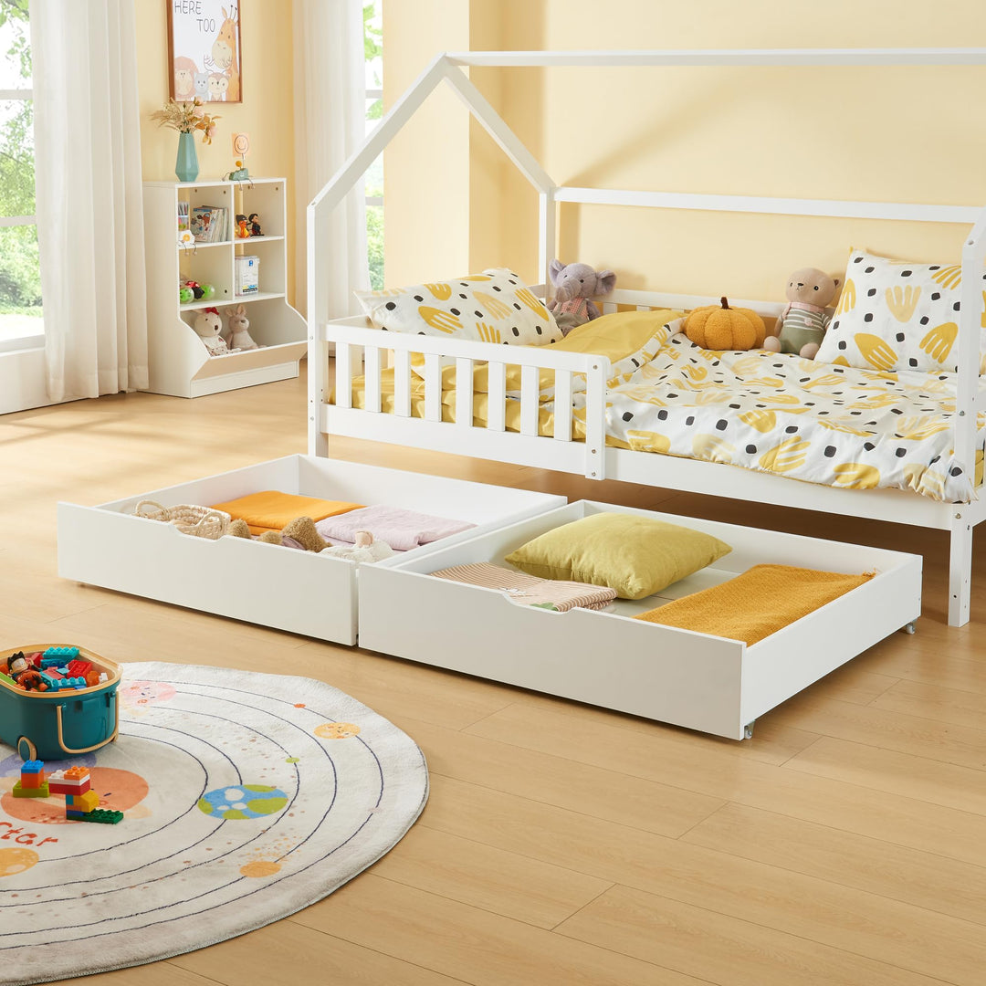 [en.casa] Unterbettkommode Ydre 2er Set Unterbett Aufbewahrungsbox 97,5 x 92 x 22 cm Bettkasten Holz
