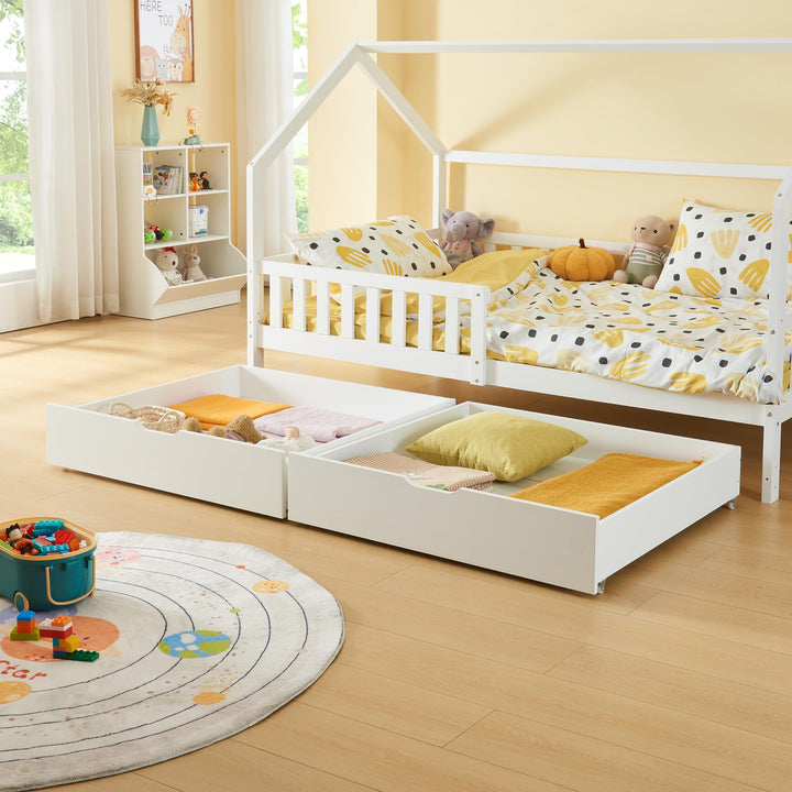 [en.casa] Unterbettkommode Ydre 2er Set Unterbett Aufbewahrungsbox 97,5 x 92 x 22 cm Bettkasten Holz