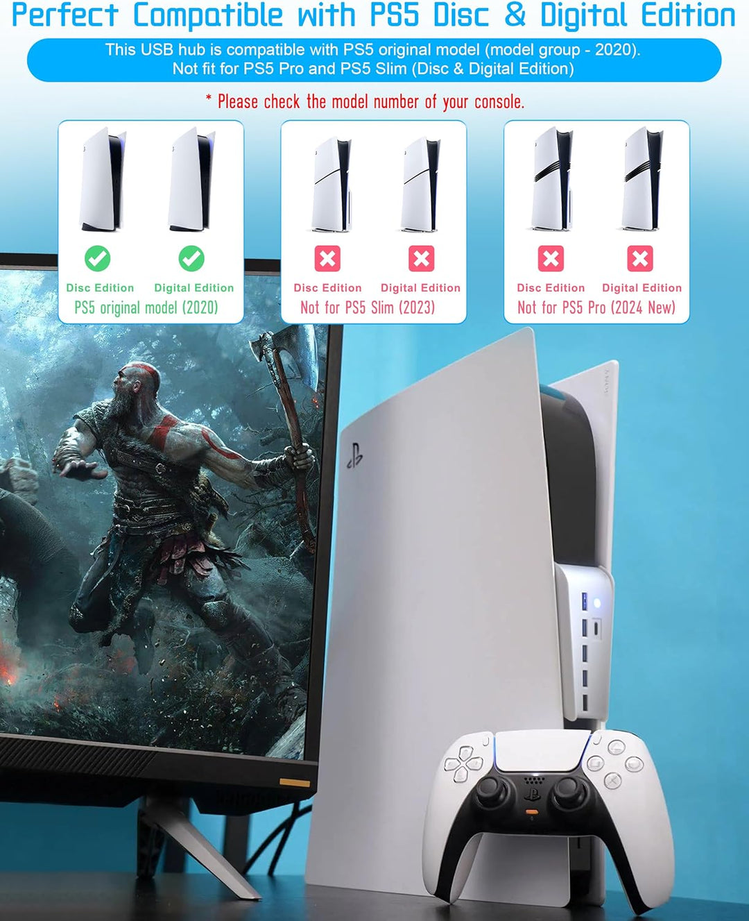 Joso 6 Ports USB Hub für P5, USB Port Expander für P5 mit 4 USB-A + 1 Ladeanschluss + 1 Typ C 3.1, K