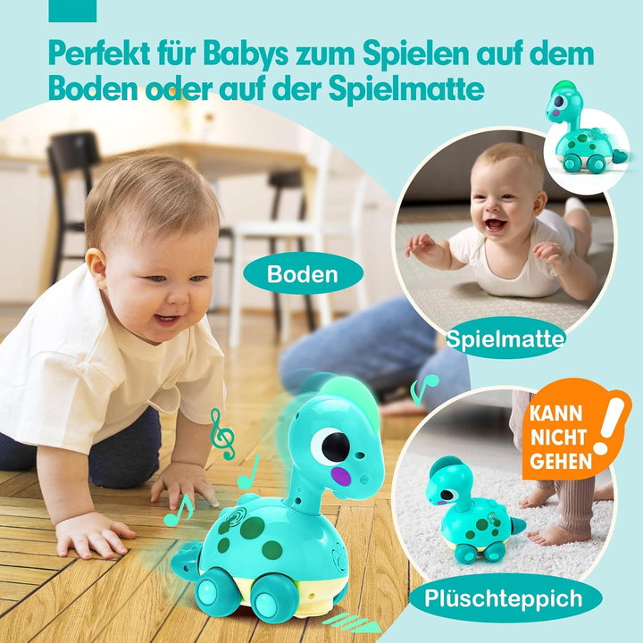 CubicFun Musik Baby Spielzeug Dinosaurier für 6-12-18 Monate, Kriechendes und Singendes Musikalische