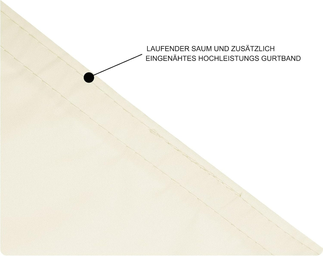 WOLTU Sonnensegel Dreieck 3,6x3,6x5,1m Creme wasserabweisend Sonnenschutz Polyester Windschutz mit U