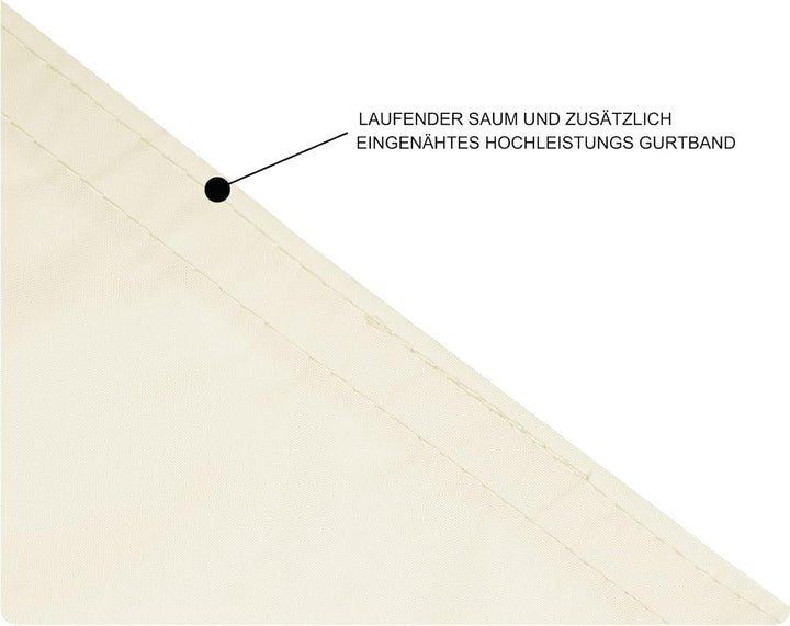 WOLTU Sonnensegel Dreieck 3,6x3,6x5,1m Creme wasserabweisend Sonnenschutz Polyester Windschutz mit U