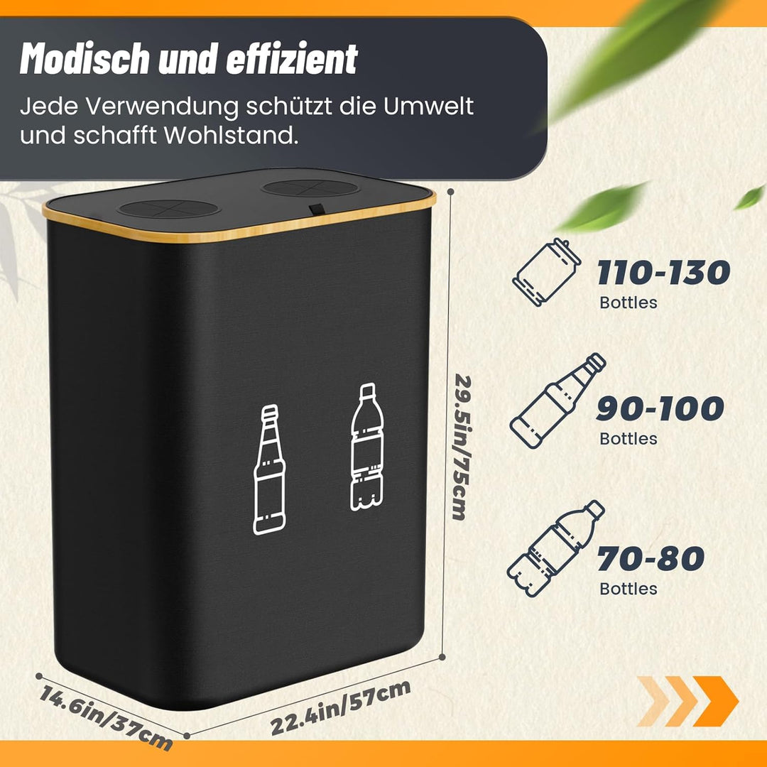 MIDINGCHAI 160L Pfandflaschen Sammelbehälter mit Deckel, Behälter Leergut & Altglas & Papiermüll Rec