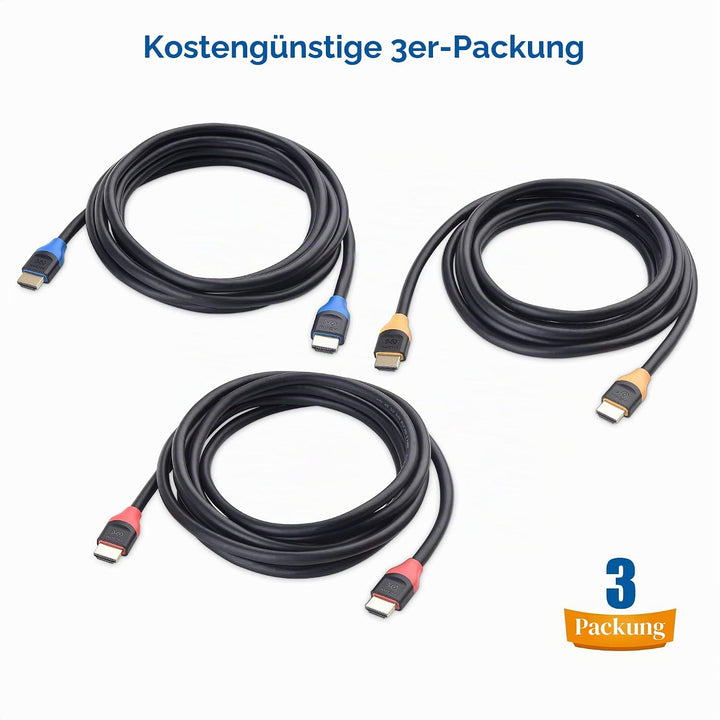 [Ultra-High-Speed-HDMI-Zertifiziert] Cable Matters 3er-Pack 48Gbps 8K HDMI Kabel 3m, HDMI Kabel mit