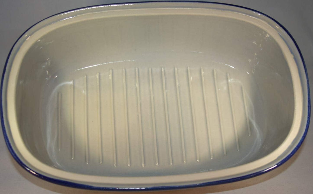 Brottopf 30 cm grau-blau Oval, Steinzeug Westerwald