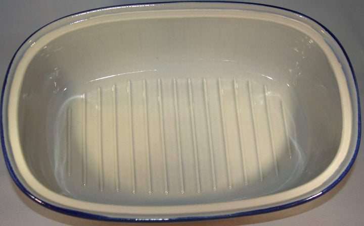 Brottopf 30 cm grau-blau Oval, Steinzeug Westerwald