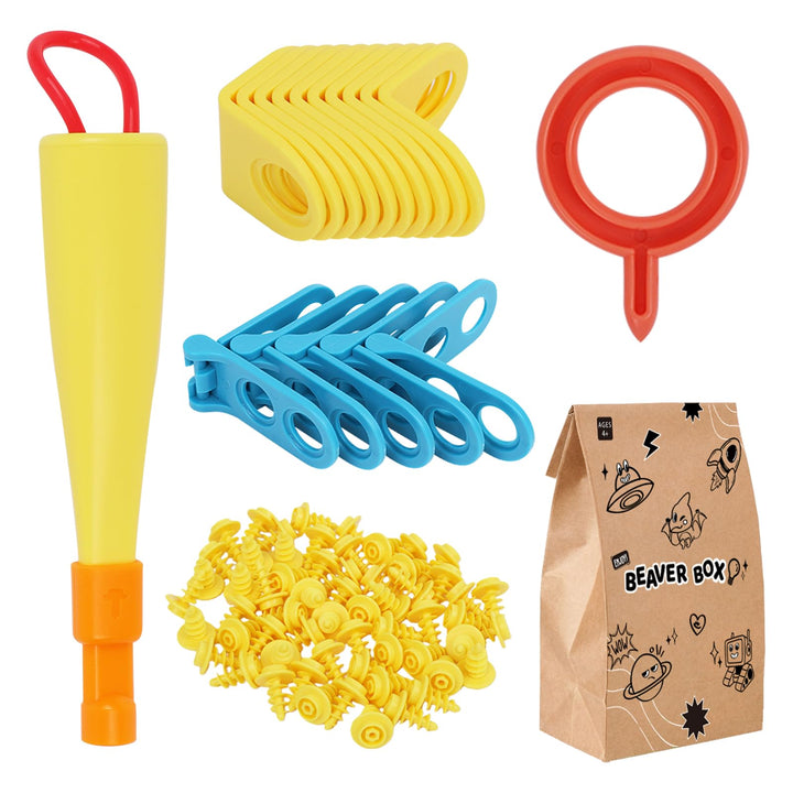 Karton-Baukasten mit Werkzeugen für Kinder 77PCS– 3D Bastelset mit Sicherheitsringen – Kreatives STE