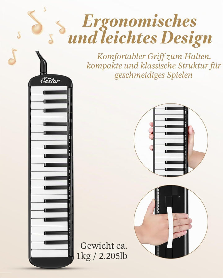 Eastar Melodica mit 37 Tasten, Blasinstrument mit Mundstück, Blas-Piano-Keyboard, inklusive Tragetas