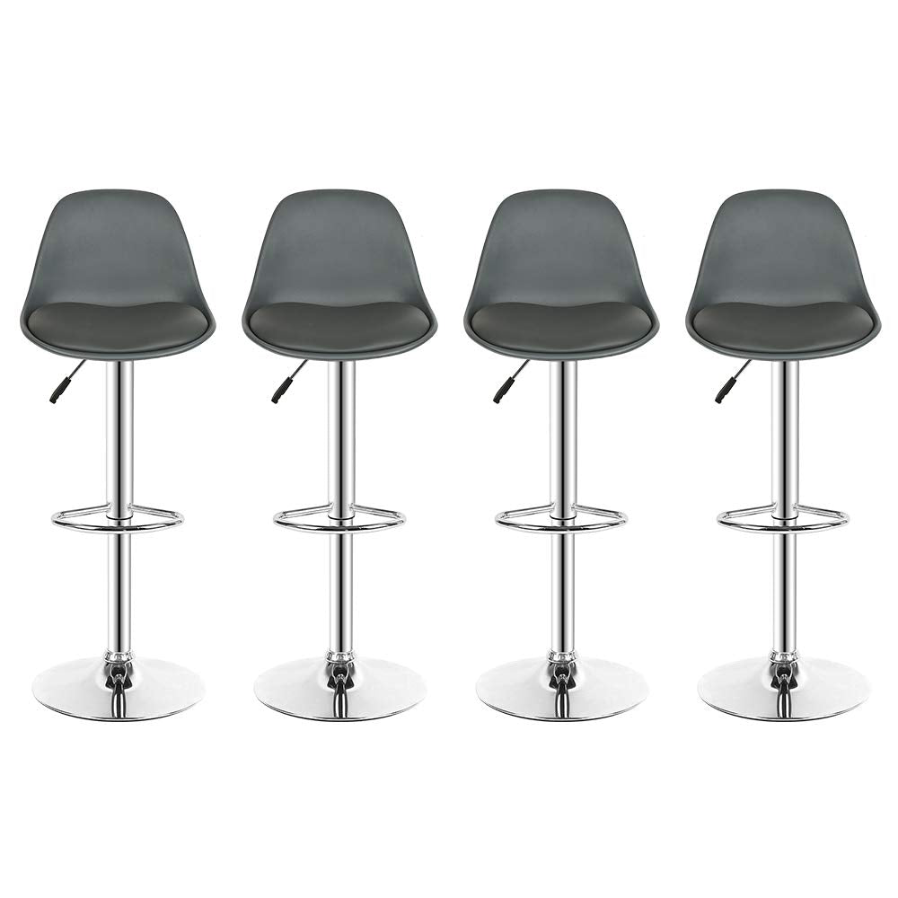 Barhocker 4er-Set, 360° Drehbar und Höhenverstellbar, Barhocker Barstuhl aus PU-Leder (4, grau) 4 Gr