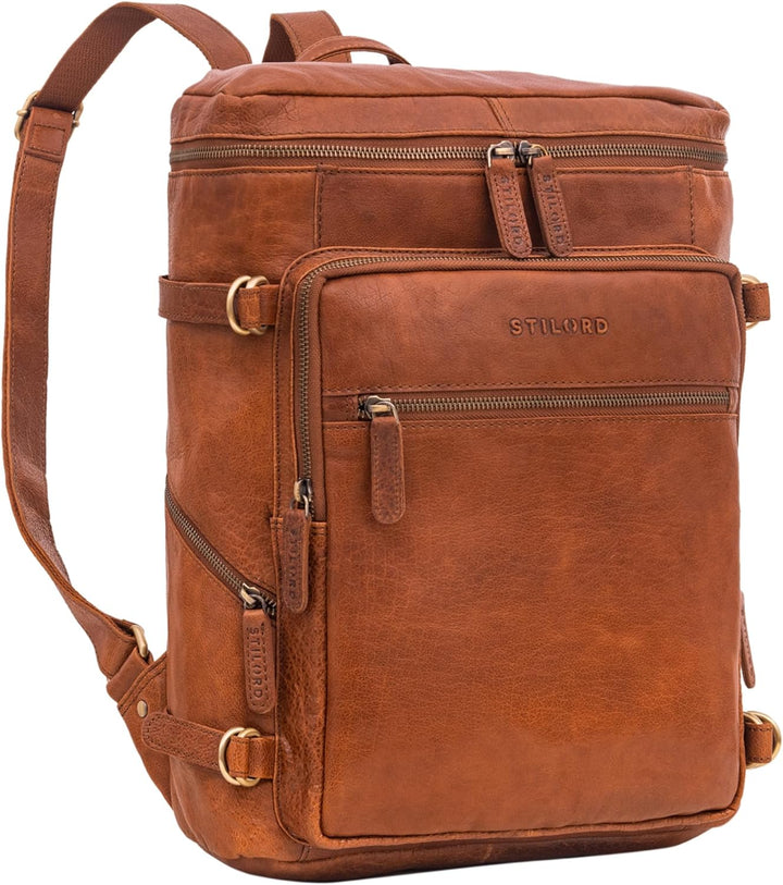 STILORD 'Alvar' Businessrucksack Herren Leder mit Laptop-Fach bis 15,6' Studenten-Rucksack Laptopruc