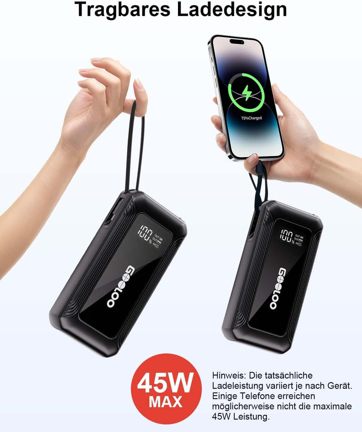 GOOLOO G7 Starthilfe Powerbank für pkw, 3000A Tragbare Starter Powerbank mit 45W USB-C Schnellladung