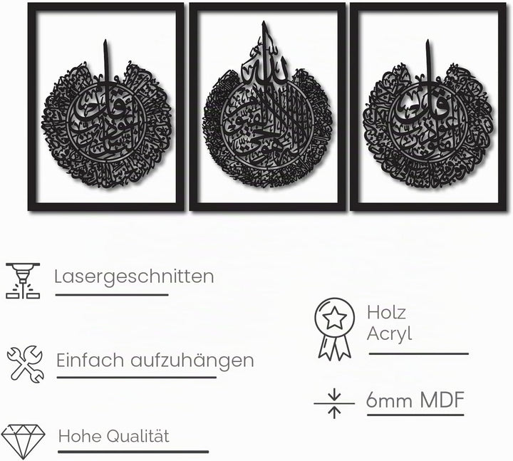 iwa concept Holz Acryl Set Ayatul Kursi, Surah Al-Falaq und Surah Al-Nas, Ramadan Dekoration, Eid De