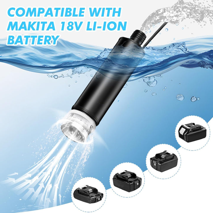 Tragbare Wasserpumpe für Makita 18V, 30L/min Wassertransferpumpe, 65W Wasserpumpe Mit 4M Kabel & Ans