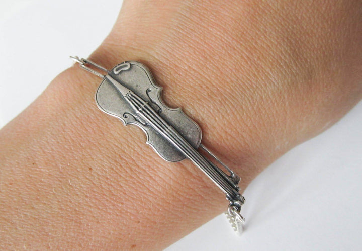 Miniblings Geige Violine Viola Bratsche Geiger Musik Armband silb. - Modeschmuck handmade - Damen Mä