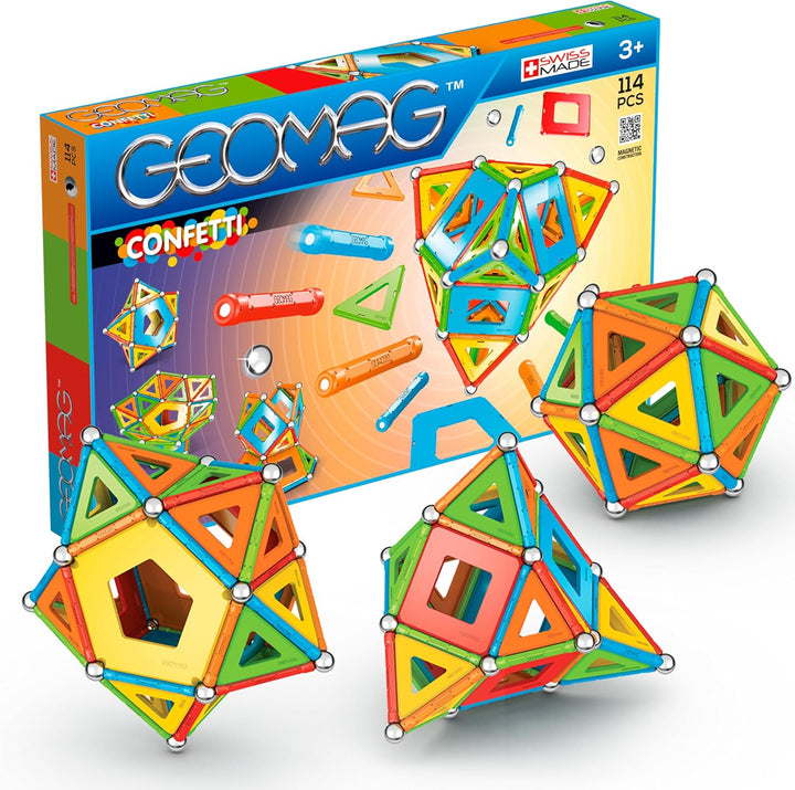 Geomag, Classic Confetti, 357 Magnetkonstruktionen und Lernspiele, Konstruktionsspielzeug, inkl. Kug
