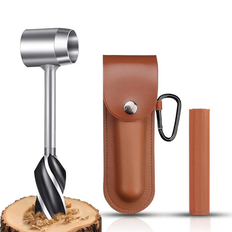 Handschneckenbohrer bushcraft,manueller Überlebensbohrer mit Lederhülle,handbohrer set,Outdoor Handb
