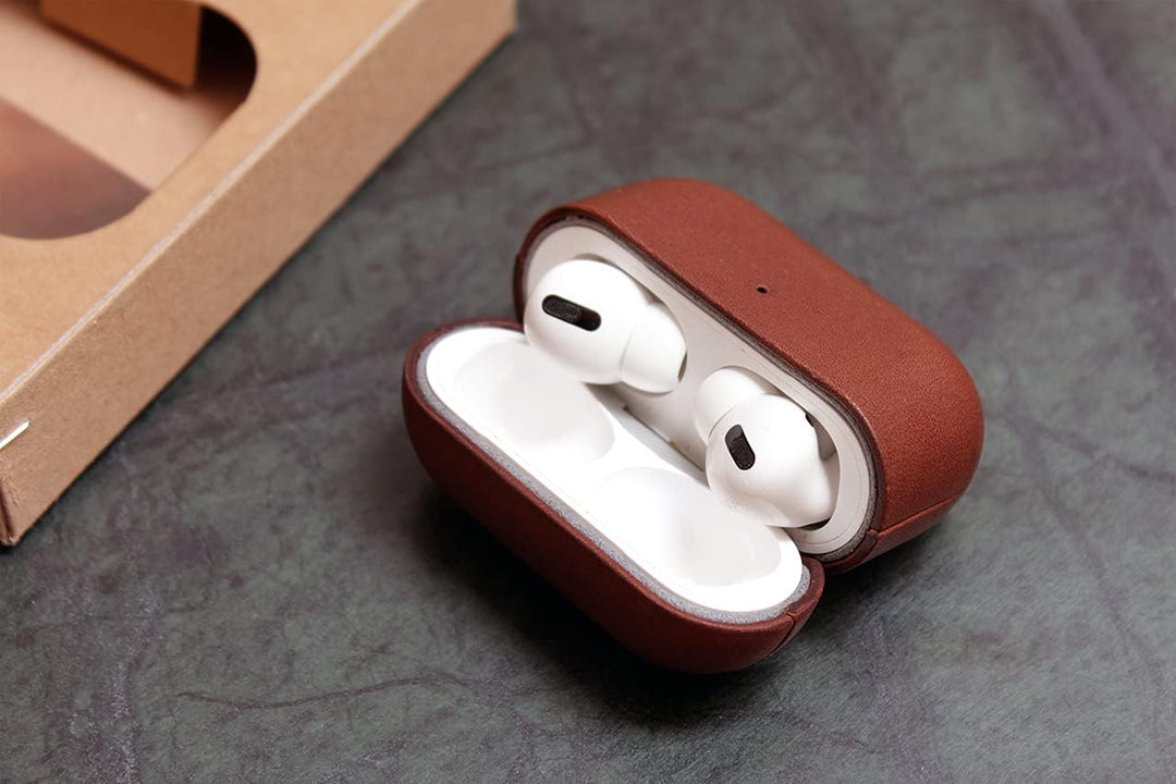 AirPod Pro Case, Hülle für AirPods - Pflanzlich Gegerbtes Leder Handmade in Germany Dunkelbraun (Air