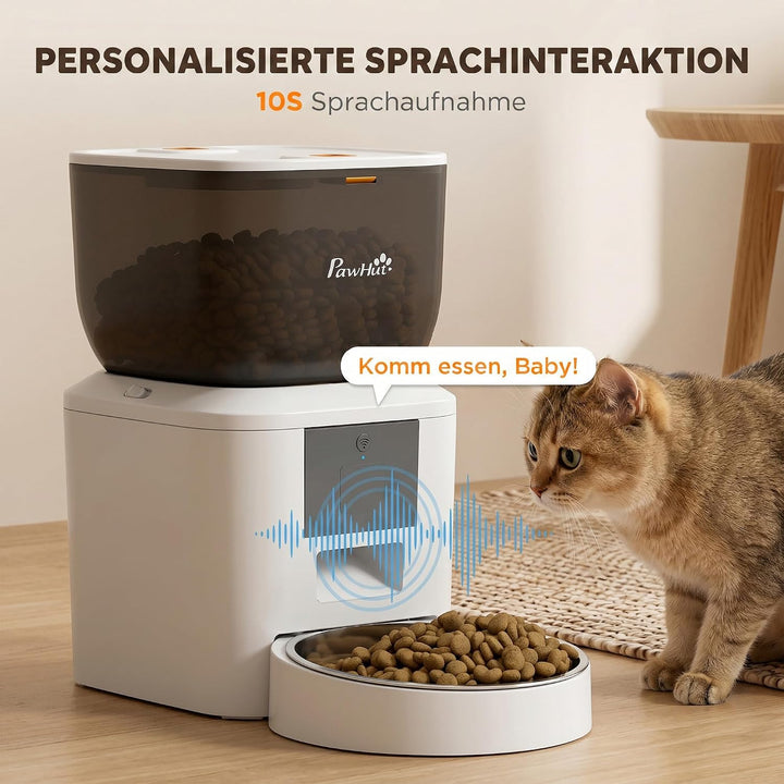 PawHut Futterautomat Katze 4L App-Steuerung 1–10 Mahlzeiten pro Tag