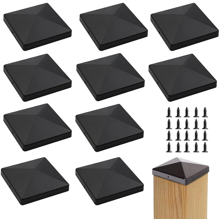Pfostenkappen, 10 Stück Zaunpfahlkappe, Pfostenkappe, 10x10cm Zaun Pfosten Kappen, Zaunpfostenaufsät