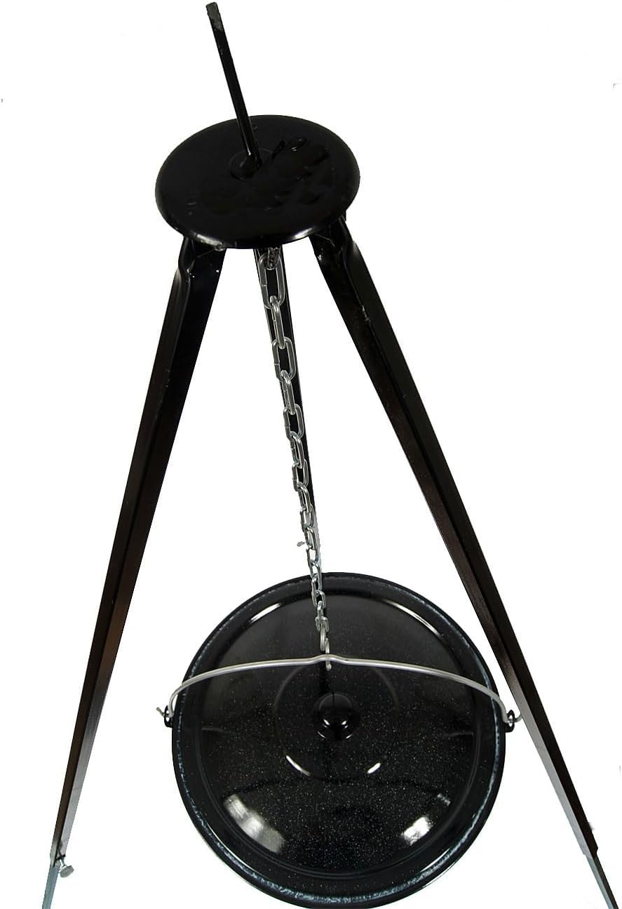 troph-e-shop Set Gulaschkessel 30 L mit Deckel Emaille und Dreibein Teleskop 90-145 cm