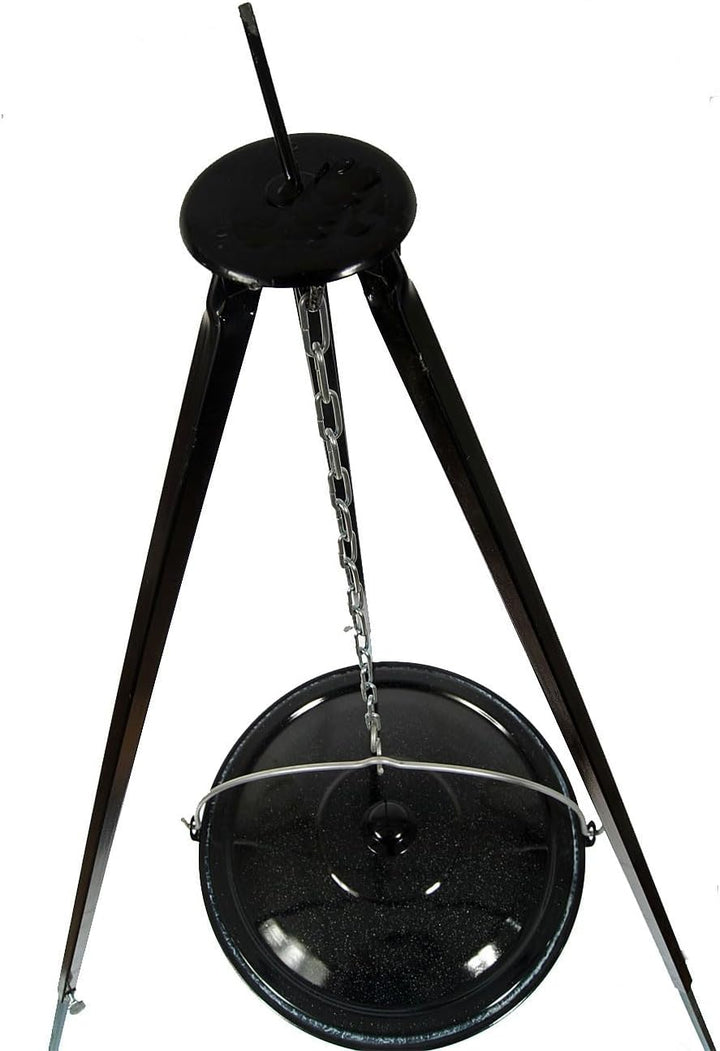 troph-e-shop Set Gulaschkessel 30 L mit Deckel Emaille und Dreibein Teleskop 90-145 cm