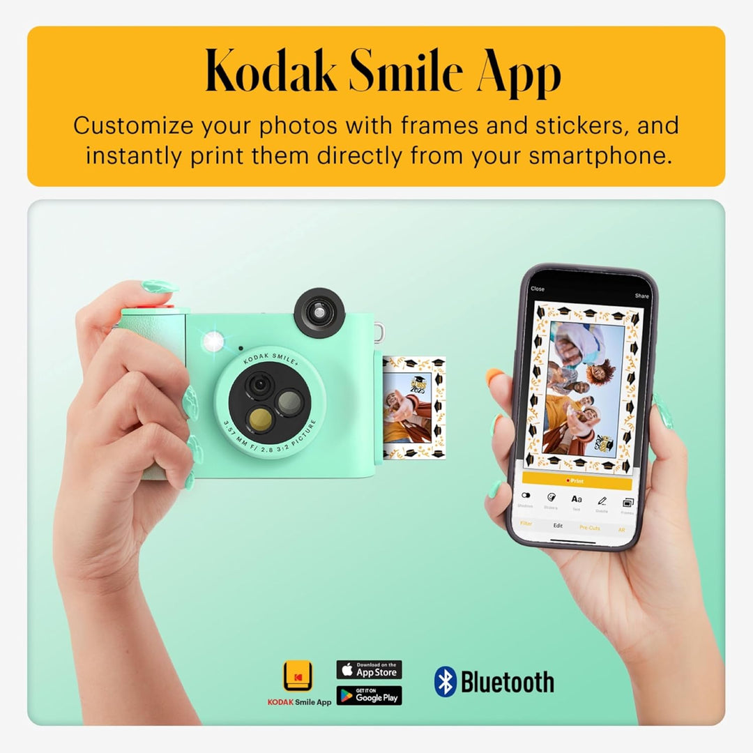 KODAK Smile+ 2-in-1 Digitale Sofortbildkamera & Fotodrucker Geschenkpaket + Tasche + Zink 20 Blatt +