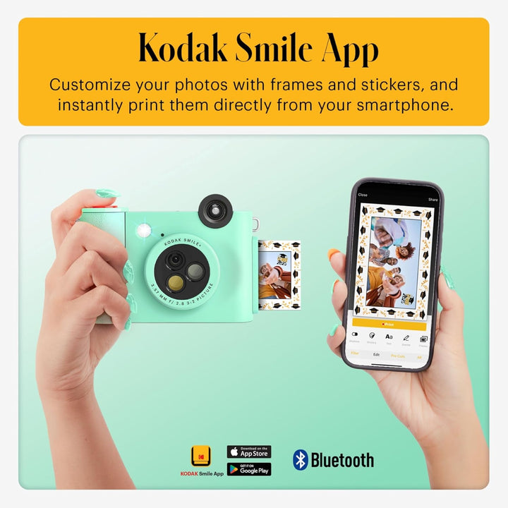 KODAK Smile+ 2-in-1 Digitale Sofortbildkamera & Fotodrucker Geschenkpaket + Tasche + Zink 20 Blatt +