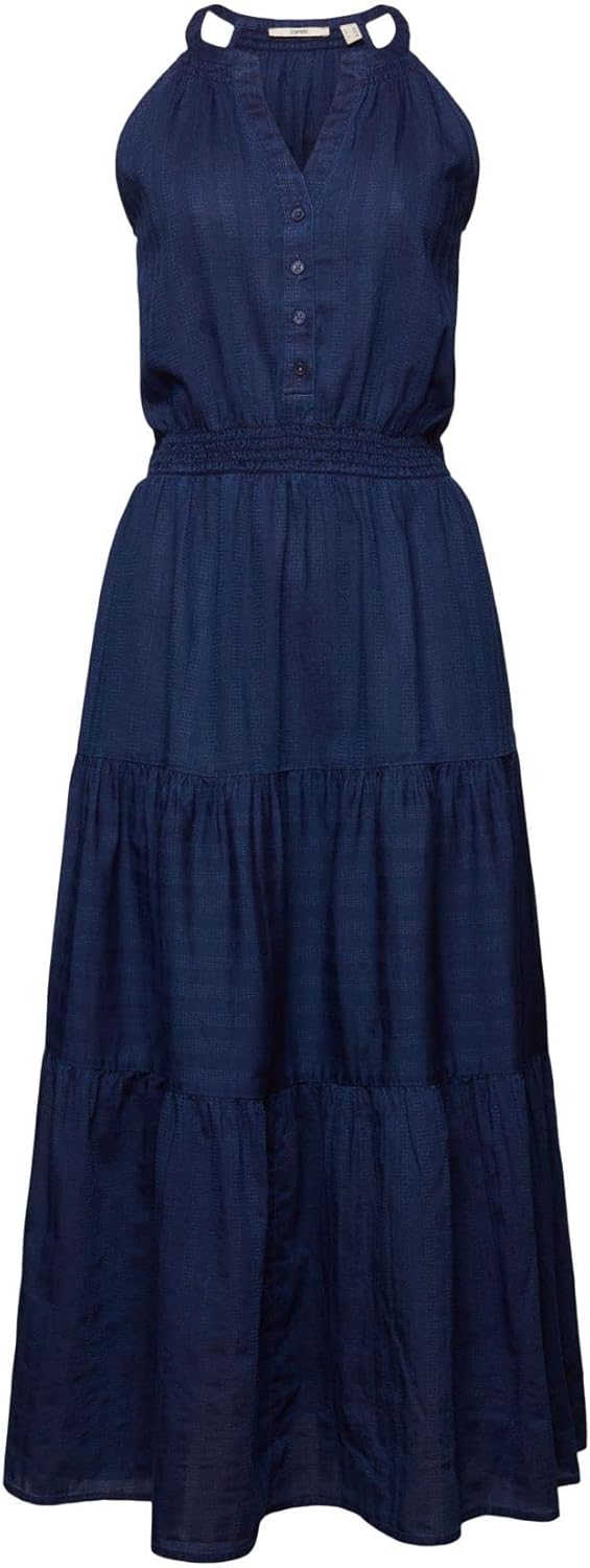 ESPRIT Gestuftes Midikleid aus Baumwolle