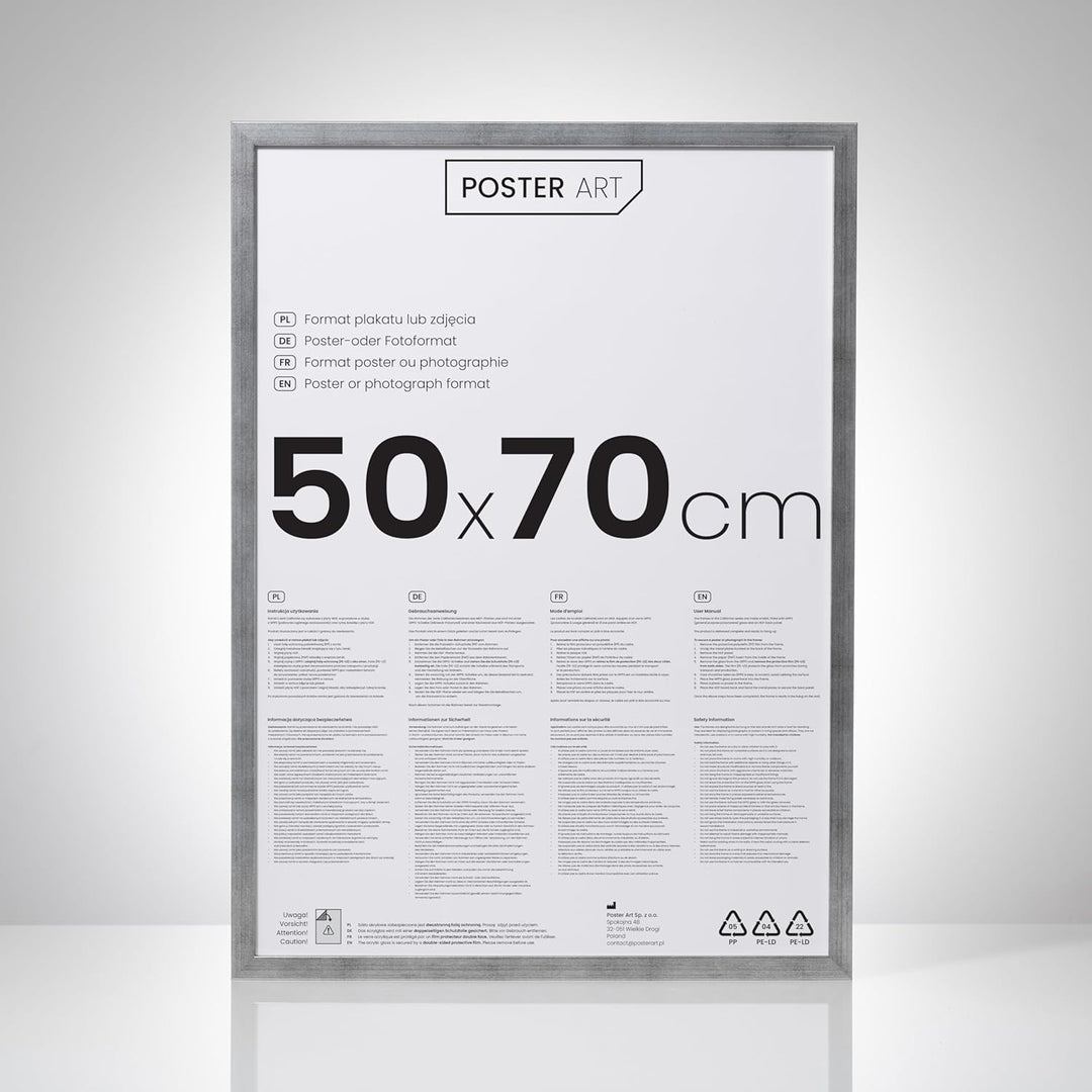 POSTER ART Bilderrahmen Set 2 Stück 50x70 cm Silber gealtert San Diego | Zum Aufhängen aus MDF und A