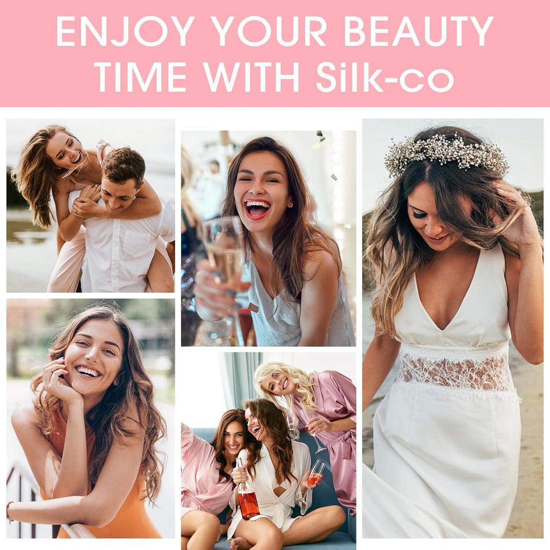 Silk-co Extensions mit transparenter Schnur, Glatte Synthetische Haarverlängerung wie Echthaar, kein