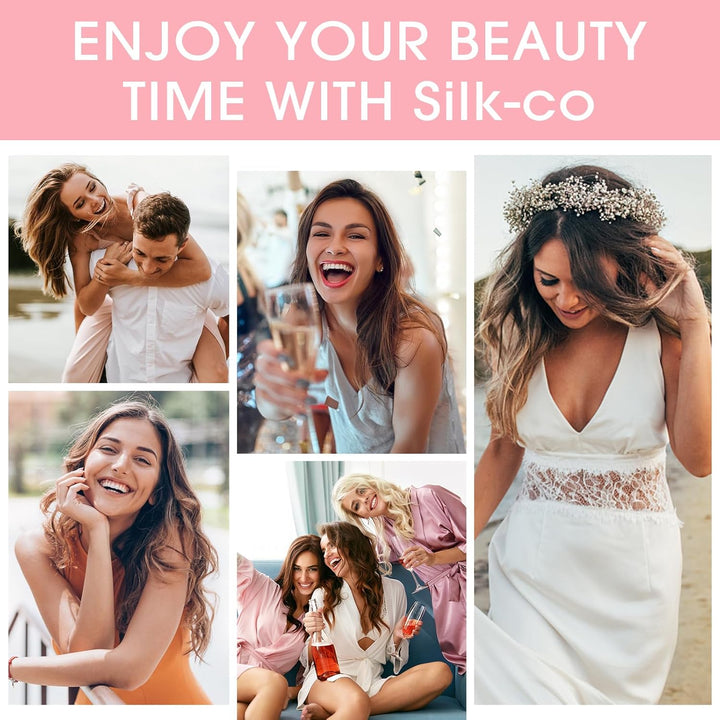 Silk-co Extensions mit transparenter Schnur, Glatte Synthetische Haarverlängerung wie Echthaar, kein