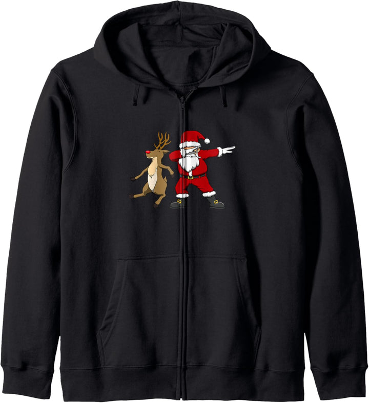 Santa Claus Dabbing Weihnachtsmann und Rentier Dabbing Kapuzenjacke