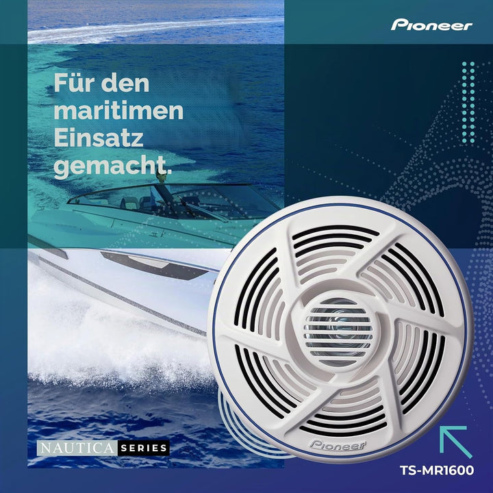 Pioneer TS-MR1600 Marinetauglicher Doppelkonus Outdoor Lautsprecher (100 W), 16 cm, Eingangsnennleis