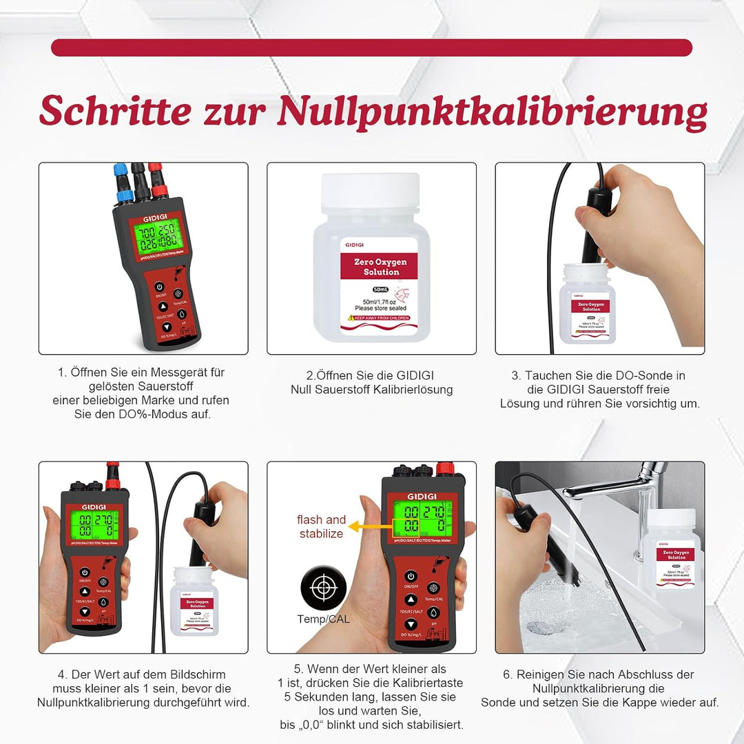 Null-Sauerstoff-Kalibrierlösung für Sauerstoffmessgeräte, 4 Flaschen à 50 ml Null-Sauerstoff-DO-Stan