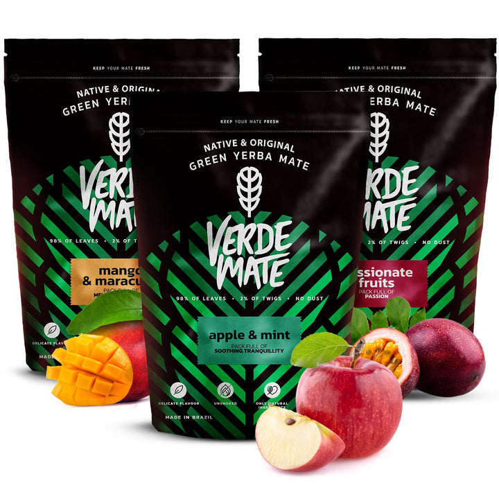Mate Tee Verde Mate Set 1,5kg - Brasilien Yerba Mate - 5mm Grobe Blätter - Luftgetrocknet, Staubarm